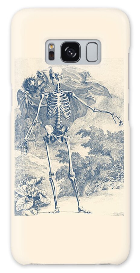 Skeletons And Angels Galaxy Case featuring the drawing Skeleton and Angel in the Wilderness by Vintage Anatomy Prints