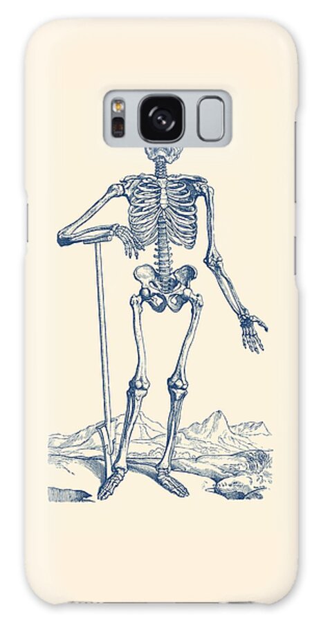 Skull Galaxy Case featuring the drawing Skeleton In The Wild - Vintage Anatomy Print by Vintage Anatomy Prints