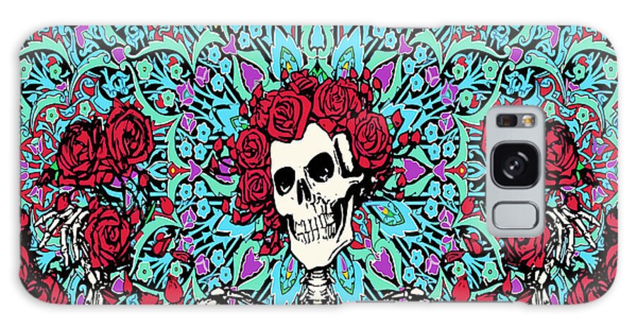 Grateful Dead Galaxy Case featuring the digital art skeleton With Roses by Gd
