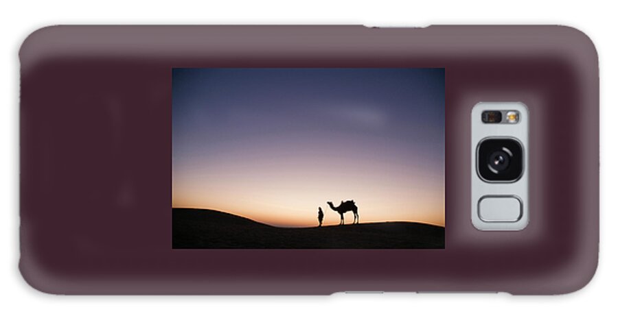 Camel Galaxy Case featuring the photograph SKN 0860 Dawn at The Dunes by Sunil Kapadia