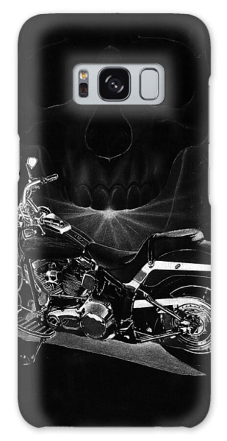Pencil Illustration Galaxy Case featuring the drawing Skull Harley by Tim Dangaran
