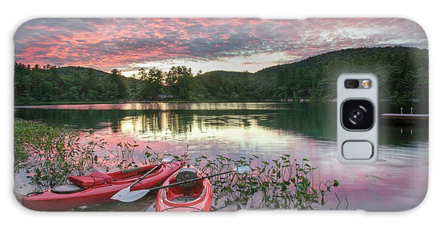 #kayaks#kezar#ponds#maine#sunset Galaxy Case featuring the photograph Sky of Pink by Darylann Leonard Photography