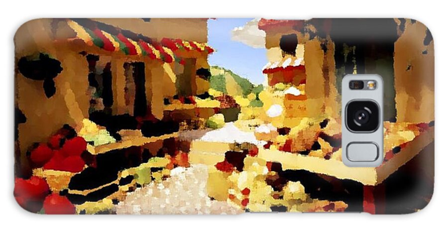 Market.town.street.road.houses.shadow.things For Sale.heat.rest.silence. Galaxy Case featuring the digital art small urban market on Capri island by Dr Loifer Vladimir