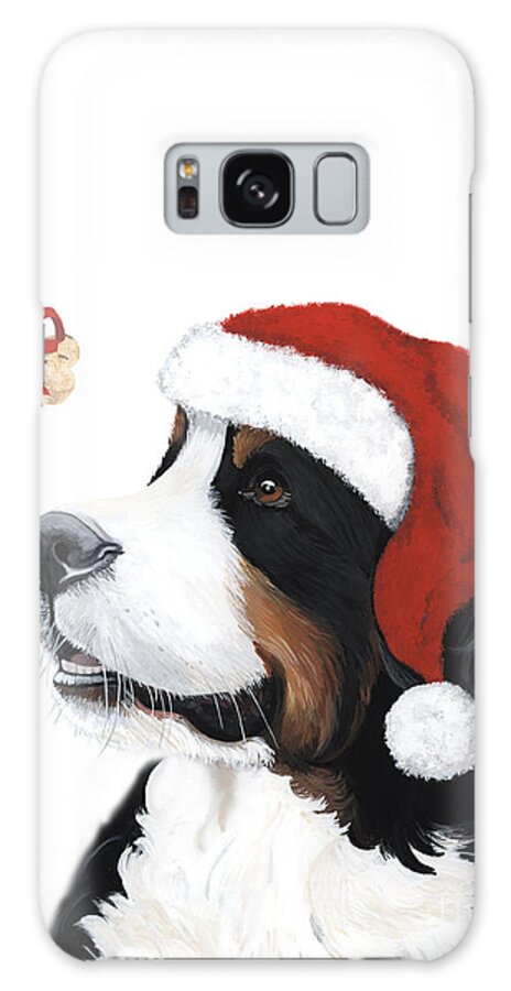 Bernese Mountain Dog Galaxy Case featuring the painting Smile its Christmas by Liane Weyers