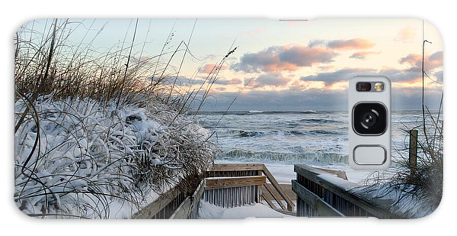 Obx Sunrise Galaxy Case featuring the photograph Snow day at the Beach by Barbara Ann Bell