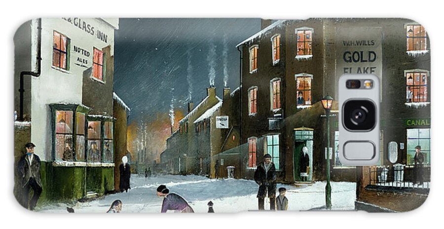 England Galaxy Case featuring the painting Snow Scene At The Black Country Village - England by Ken Wood