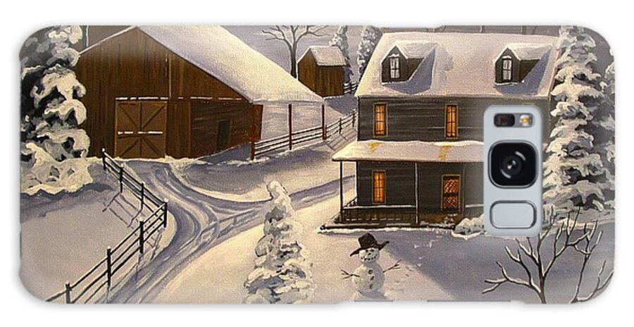 Folk Art Galaxy Case featuring the painting Snow - Silence And Warmth by Debbie Criswell