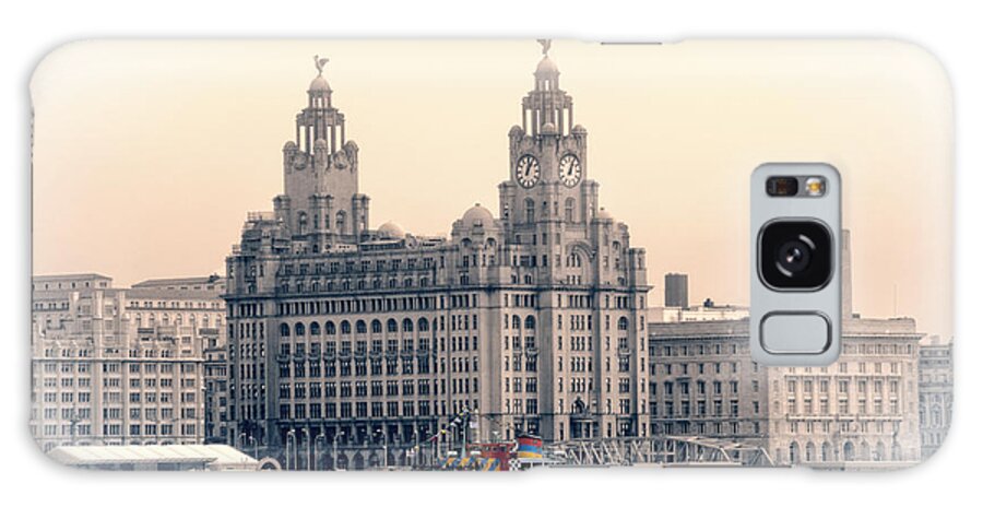 Pier Galaxy Case featuring the photograph Snowdrop Dazzles in front of the Liverbirds by Spikey Mouse Photography