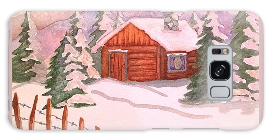 Cabin Galaxy Case featuring the painting Snowed In by Sue Carmony