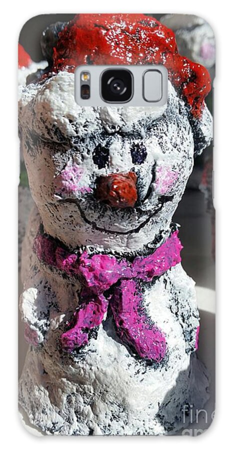 Sculpture Galaxy Case featuring the sculpture Snowman Pink by Vickie Scarlett-Fisher