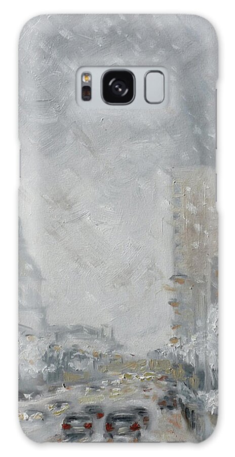 St. Louis Galaxy Case featuring the painting Snowy day - Market Street Saint Louis by Irek Szelag