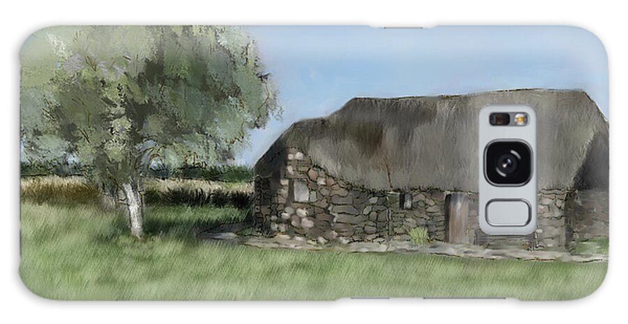Landscape Galaxy Case featuring the digital art Sod house on the prairie by Scott Bowlinger