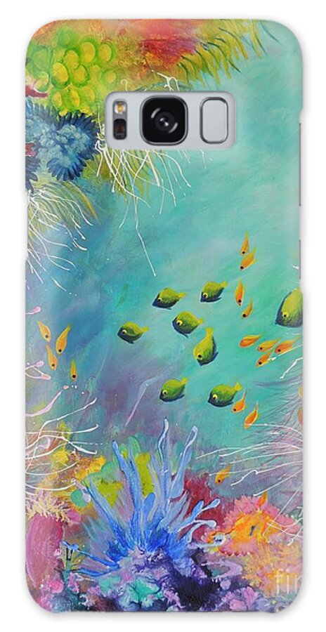 Coral Galaxy Case featuring the painting Soft And Hard Reef Corals by Lyn Olsen