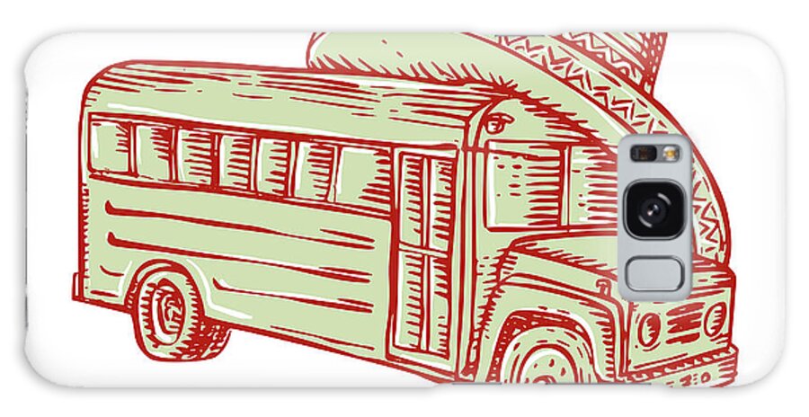 Etching Galaxy Case featuring the digital art Sombrero School Bus Etching by Aloysius Patrimonio
