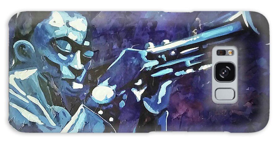 Miles Davis Blue Abstract Galaxy Case featuring the painting Some Kind of BLUE-MilesD by Femme Blaicasso