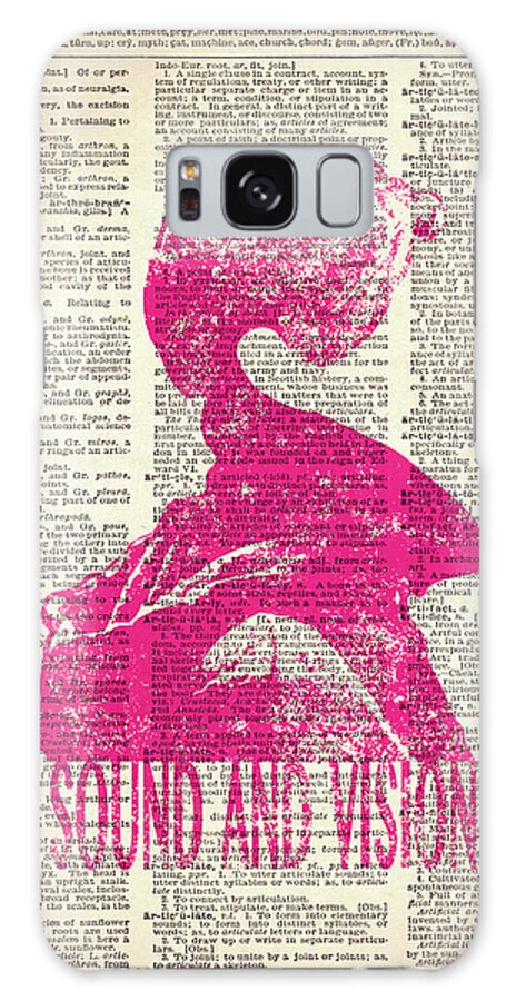 Jimi Galaxy Case featuring the mixed media Sound and vision on dictionary page #pink by Art Popop