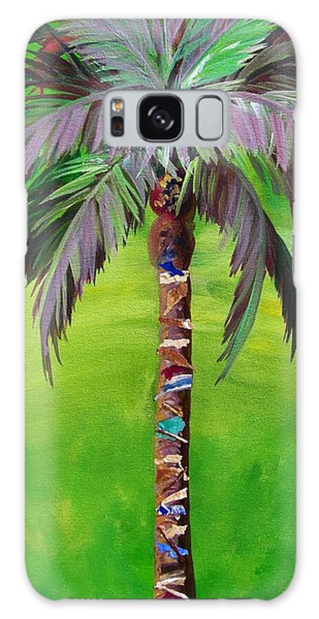 Green Galaxy Case featuring the painting South Beach Palm III by Kristen Abrahamson