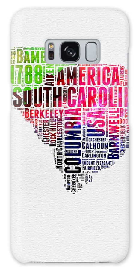 South Carolina Galaxy Case featuring the digital art South Carolina Watercolor Word Cloud by Naxart Studio
