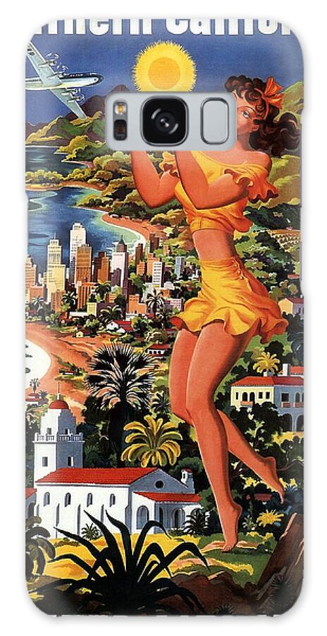 Southern California Galaxy Case featuring the mixed media Southern California - United Air Lines - Retro travel Poster - Vintage Poster by Studio Grafiikka
