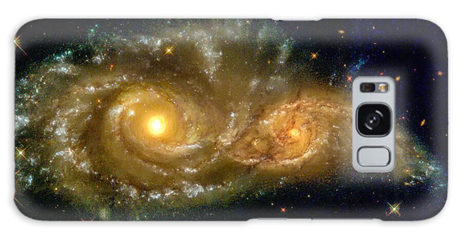 Spiral Galaxy S8 Case featuring the photograph Space image spiral galaxy encounter by Matthias Hauser