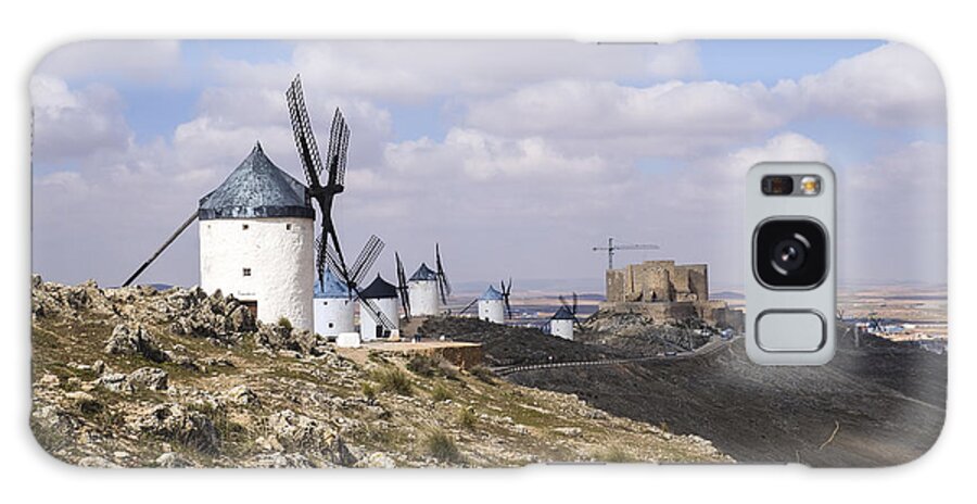 Windmills Galaxy Case featuring the digital art Spanish Windmills and Castle of Consuegra by Perry Van Munster