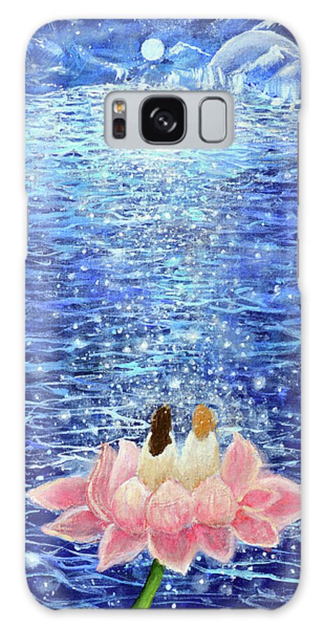 Lotus Flower In The Moonlight Galaxy Case featuring the painting Sparkle Souls by Ashleigh Dyan Bayer