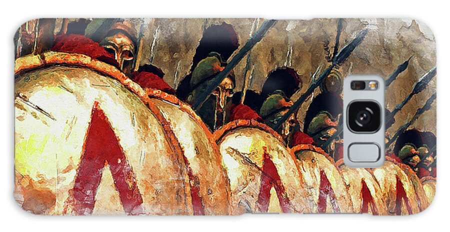 Spartan Warrior Galaxy Case featuring the painting Spartan Army at War - 16 by AM FineArtPrints