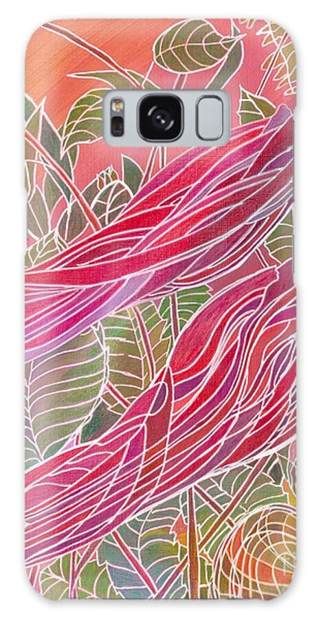 Flower Galaxy Case featuring the painting The Red Hibiscuses Close Their Eyes - Cat Island - Bahamas by Amelia Stephenson at Ameliaworks