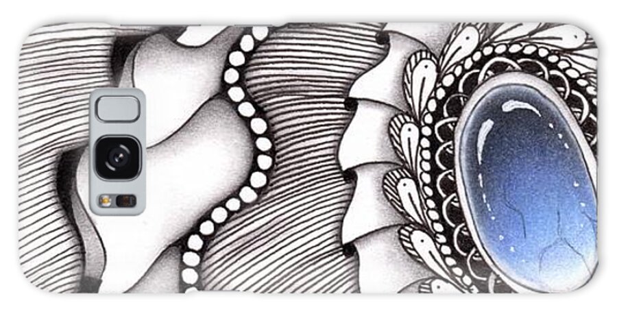 Zentangle Galaxy Case featuring the drawing Spinning Gemstone Flower by Jan Steinle