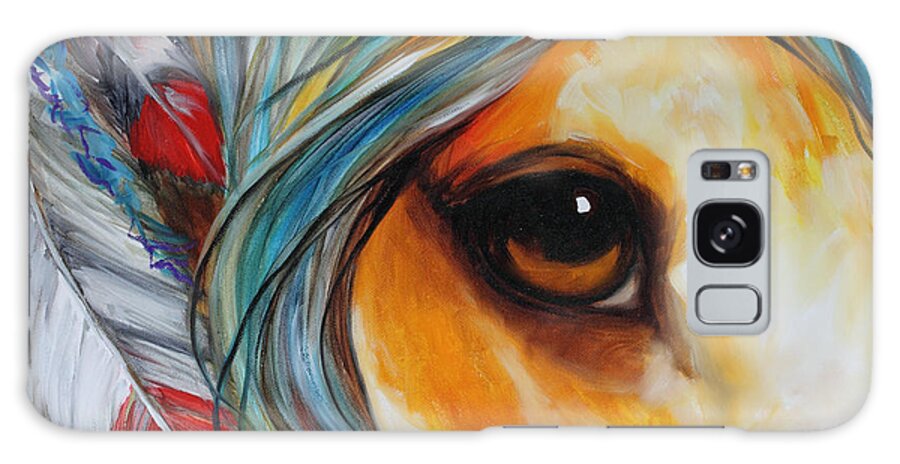 Indian Galaxy Case featuring the painting Spirit Eye Indian War Horse by Marcia Baldwin