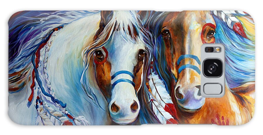 Indian Galaxy S8 Case featuring the painting Spirit Indian War Horses Commission by Marcia Baldwin