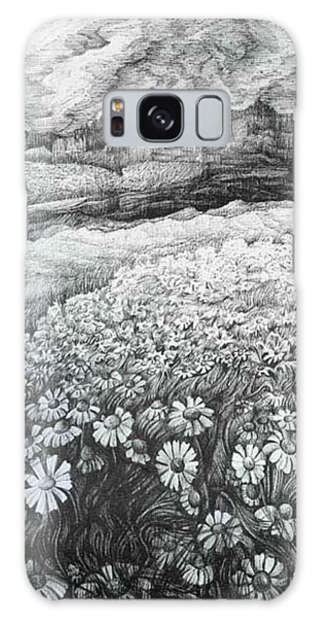 Flower Galaxy Case featuring the drawing Spring flowers by Anna Duyunova