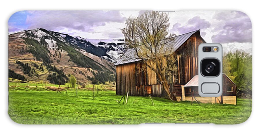 Barns Mixed Media. Photography Mixed Media. Landscapes Mixed Media. Fine Art Photography Mixed Media. Digital Camera. Digital Photography. Old Barns. Barns. Wood. Tree. Lumber. Landscape. Horse. Cow. Redo. Roadeo. Cowboys. Shell Chicken. Wagon. Hay. Fields. Mountain. Plants. Heard. Rope. Farmhouse. Bunk. House. Barnyard. Galaxy Case featuring the digital art Spring Is All Ways A Good Time Of The Year by James Steele