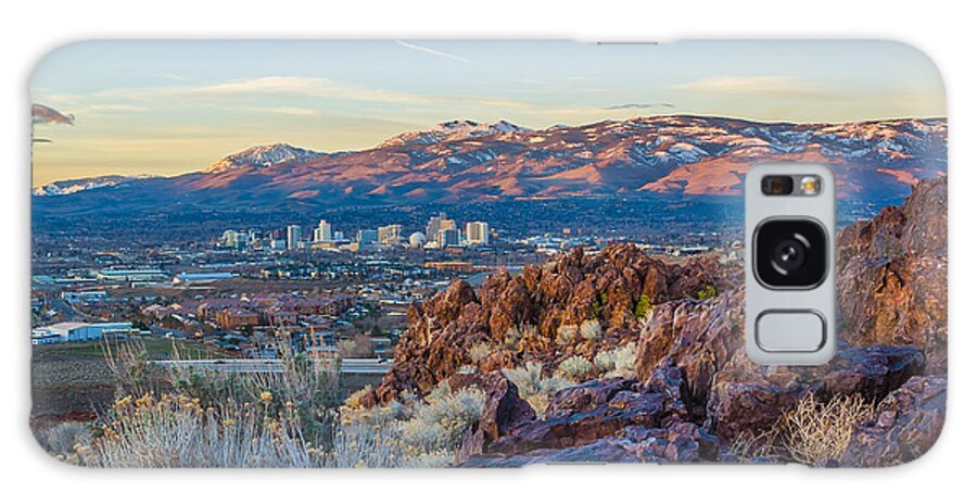 Downtown Reno Galaxy Case featuring the photograph Spring Sunrise overlooking Reno Nevada by Scott McGuire