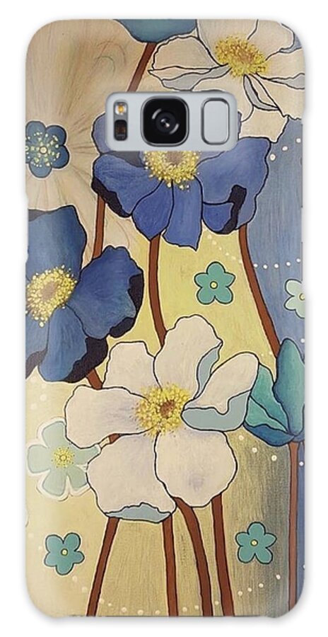 #flowers #artwithflowers #acrylicart #artforsale #acrylicartforsale #paintingsforsale Galaxy Case featuring the painting Springtime Flowers by Cynthia Silverman
