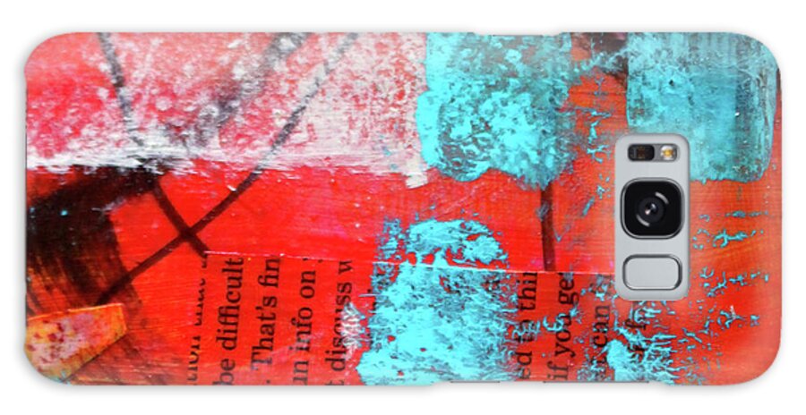Red Abstract Art Galaxy Case featuring the mixed media Square Collage No. 10 by Nancy Merkle