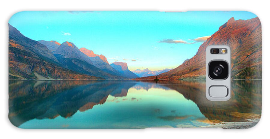 St Mary Lake Galaxy Case featuring the photograph St Mary Lake Clouds And Calm Water by Adam Jewell