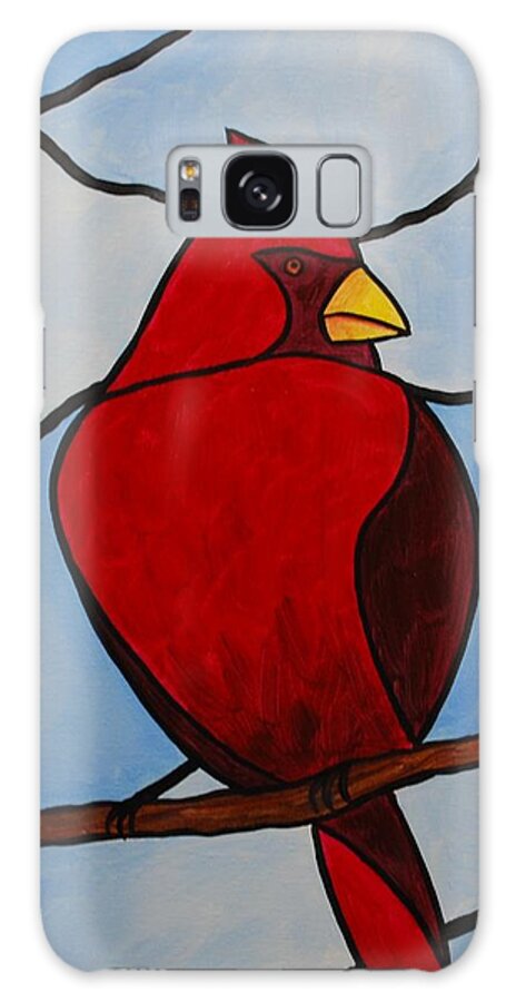 Stained Glass Galaxy Case featuring the painting Stained Glass Cardinal by Emily Page