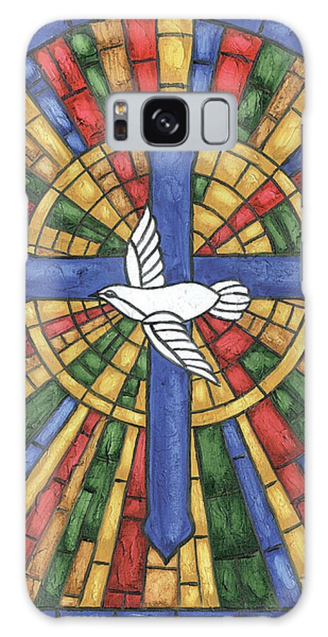 Dove Galaxy Case featuring the painting Stained Glass Cross by Debbie DeWitt