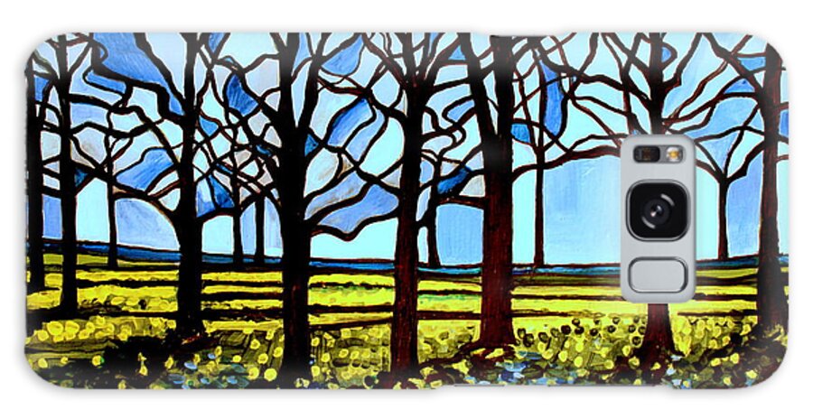 Blue Galaxy Case featuring the painting Stained Glass Trees by Elizabeth Robinette Tyndall