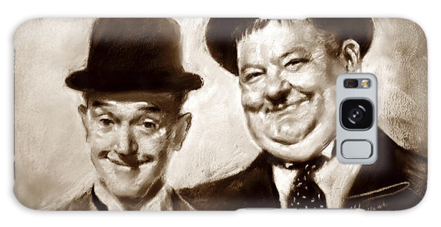 Stan Laurel Galaxy Case featuring the drawing Stan Laurel Oliver Hardy by Ylli Haruni