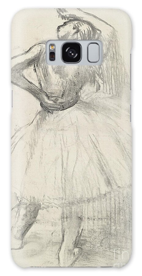 Female Galaxy Case featuring the drawing Standing dancer, right arm raised by Edgar Degas