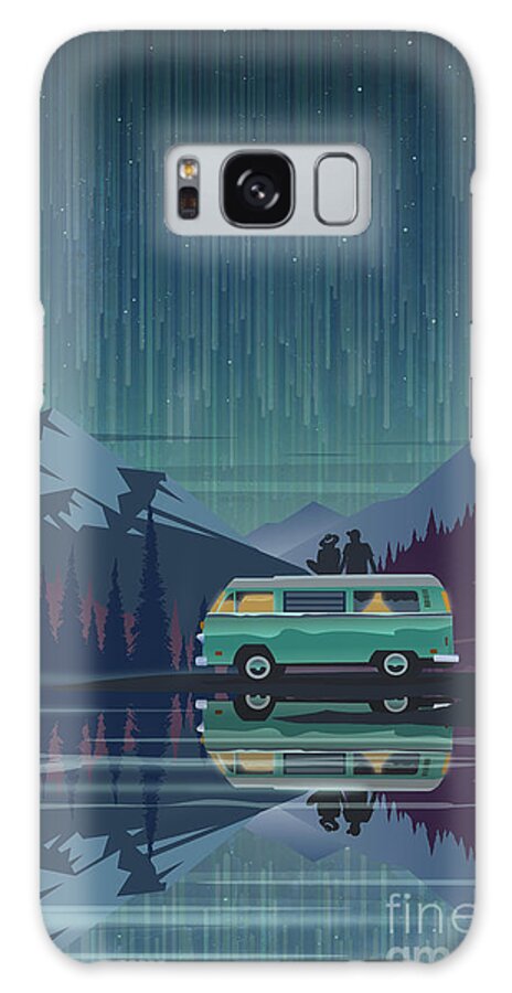 Vanlife Galaxy Case featuring the painting Star light vanlife by Sassan Filsoof