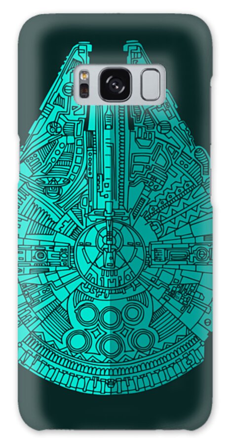 Millennium Galaxy Case featuring the mixed media Star Wars Art - Millennium Falcon - Blue 02 by Studio Grafiikka