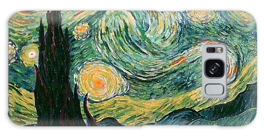 Landscape Galaxy Case featuring the painting Starry night after V. Vangogh by Frank Morrison