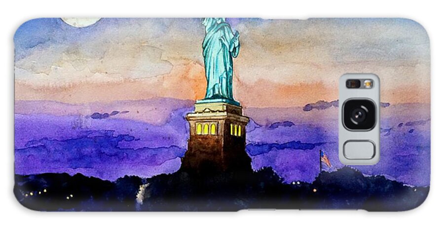 Statue Of Liberty Galaxy Case featuring the painting Statue of Liberty New York by Christopher Shellhammer