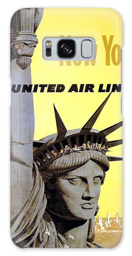 Statue Of Liberty Illustration Galaxy Case featuring the painting Statue of Liberty, New York - Vintage Illustrated Poster by Studio Grafiikka
