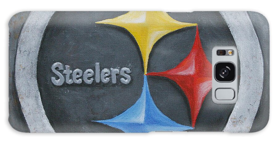 Nfl Galaxy Case featuring the painting Steelers by Donna Tucker
