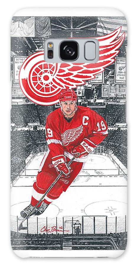 Detroit Red Wings Galaxy S8 Case featuring the drawing Steve Yzerman by Chris Brown