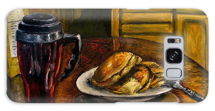 Still Life Painting Galaxy S8 Case featuring the painting Still life Pancakes and Coffee Painting by Natalja Picugina